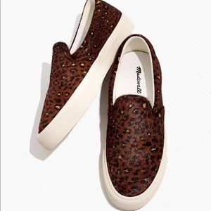 Madewell Woman’s Sidewalk Slip-On Sneakers in mini Leopard Calf Hair New in box